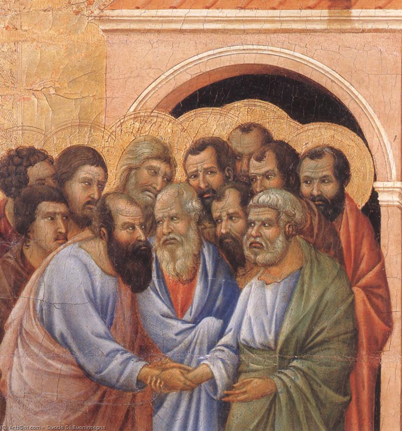 Wikioo.org - Bách khoa toàn thư về mỹ thuật - Vẽ tranh, Tác phẩm nghệ thuật Duccio Di Buoninsegna - Parting from St John (detail)