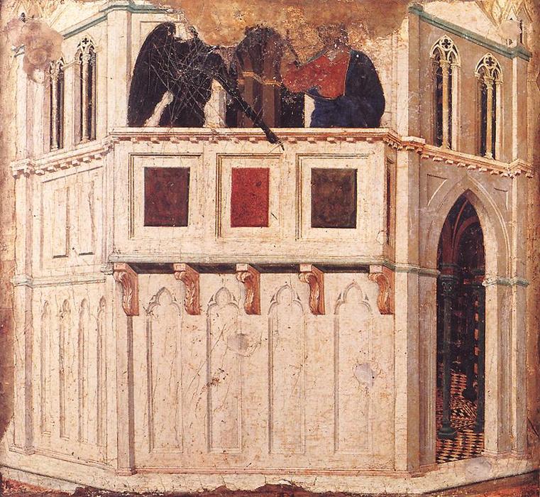 Wikioo.org - Die Enzyklopädie bildender Kunst - Malerei, Kunstwerk von Duccio Di Buoninsegna - versuchung auf  der  Tempel