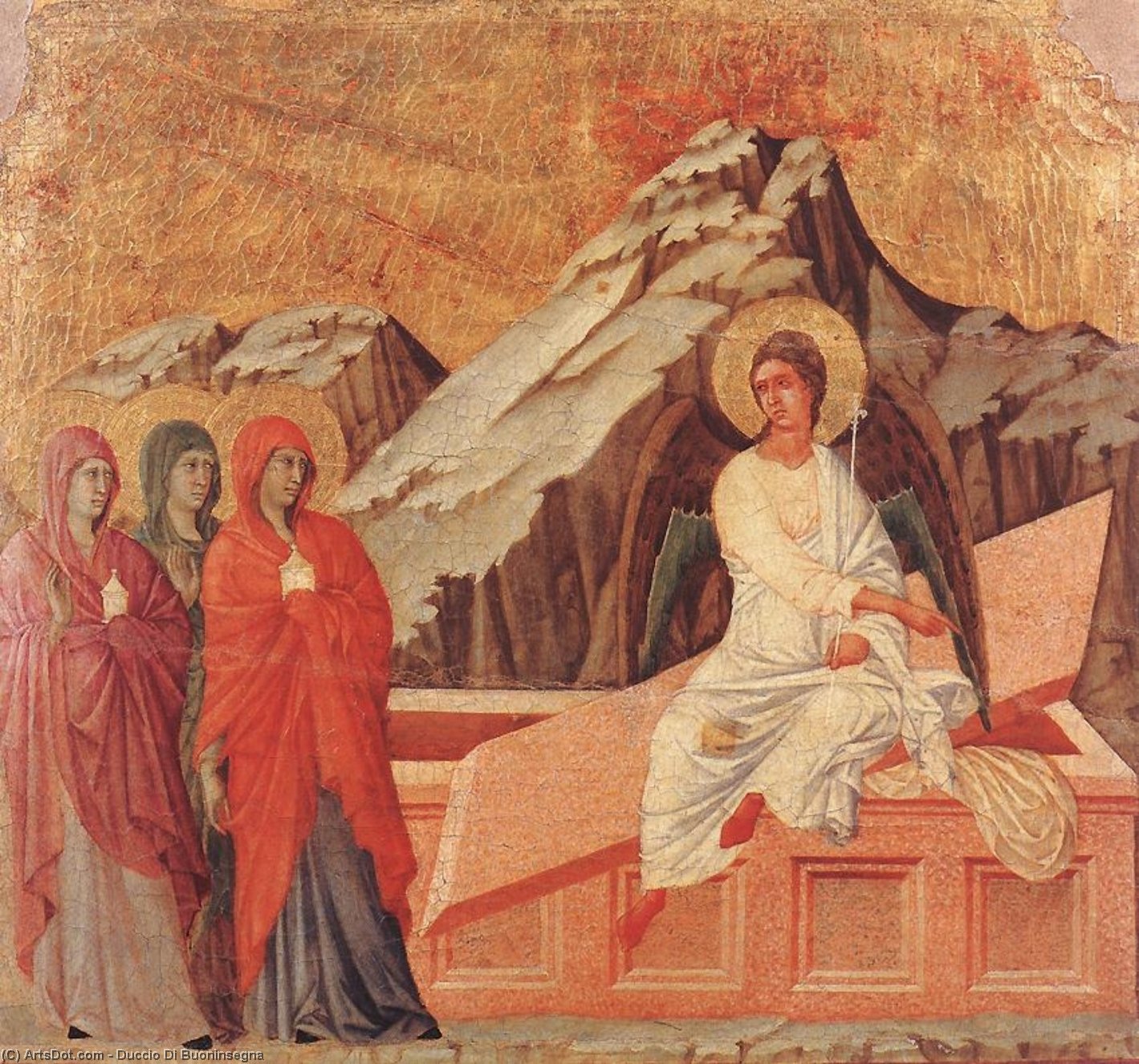 WikiOO.org - 백과 사전 - 회화, 삽화 Duccio Di Buoninsegna - The Three Marys at the Tomb