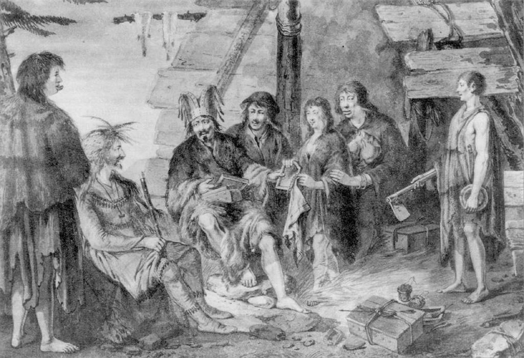 WikiOO.org - Encyclopedia of Fine Arts - Maalaus, taideteos Gaspard Duché De Vancy - Costumes of the inhabitants of Port des Francais in Lituya Bay