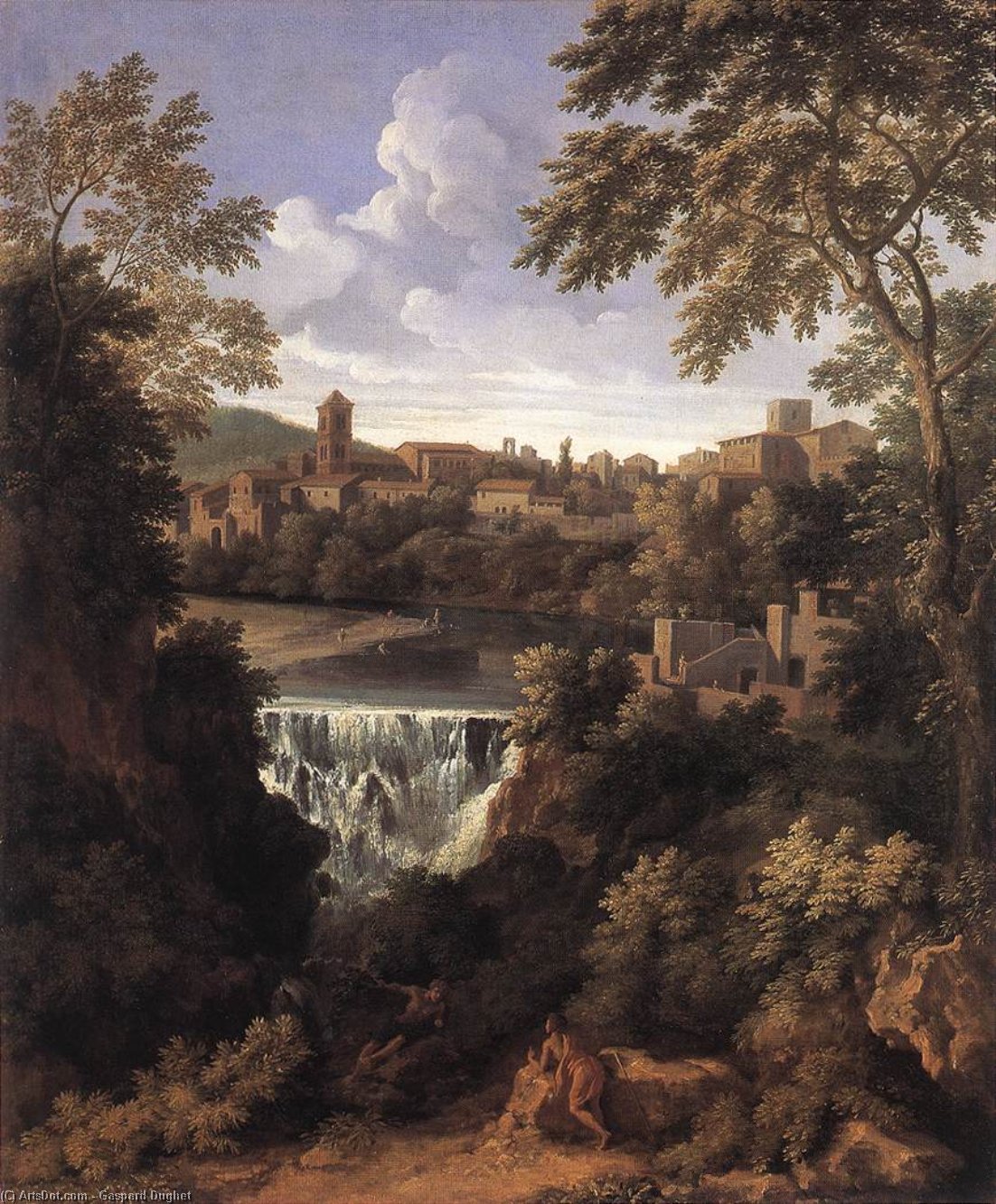 Wikioo.org - The Encyclopedia of Fine Arts - Painting, Artwork by Gaspard Dughet - The Falls of Tivoli
