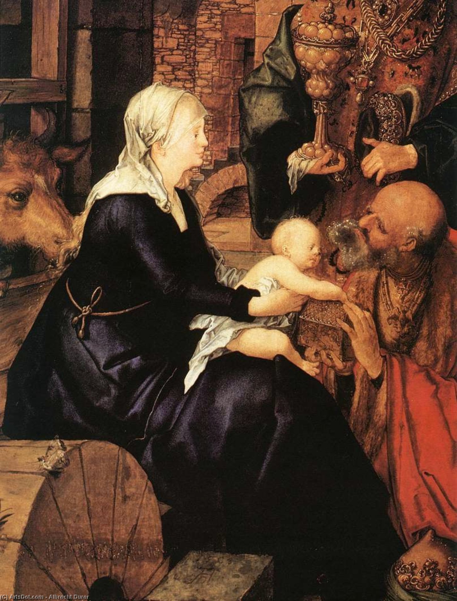 Wikioo.org – L'Enciclopedia delle Belle Arti - Pittura, Opere di Albrecht Durer - Adorazione dei Magi particolare