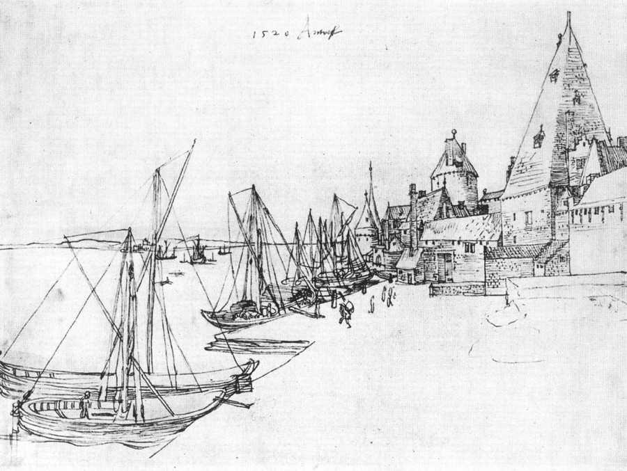 Wikioo.org - Encyklopedia Sztuk Pięknych - Malarstwo, Grafika Albrecht Durer - Antwerp Harbour