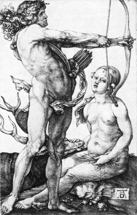 WikiOO.org - Encyclopedia of Fine Arts - Maalaus, taideteos Albrecht Durer - Apollo and Diana