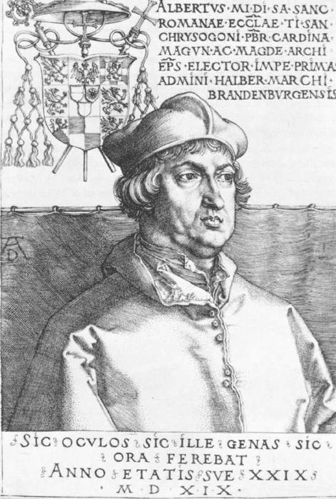 WikiOO.org - Encyclopedia of Fine Arts - Målning, konstverk Albrecht Durer - Cardinal Albrecht of Brandenburg or, The Small Cardinal