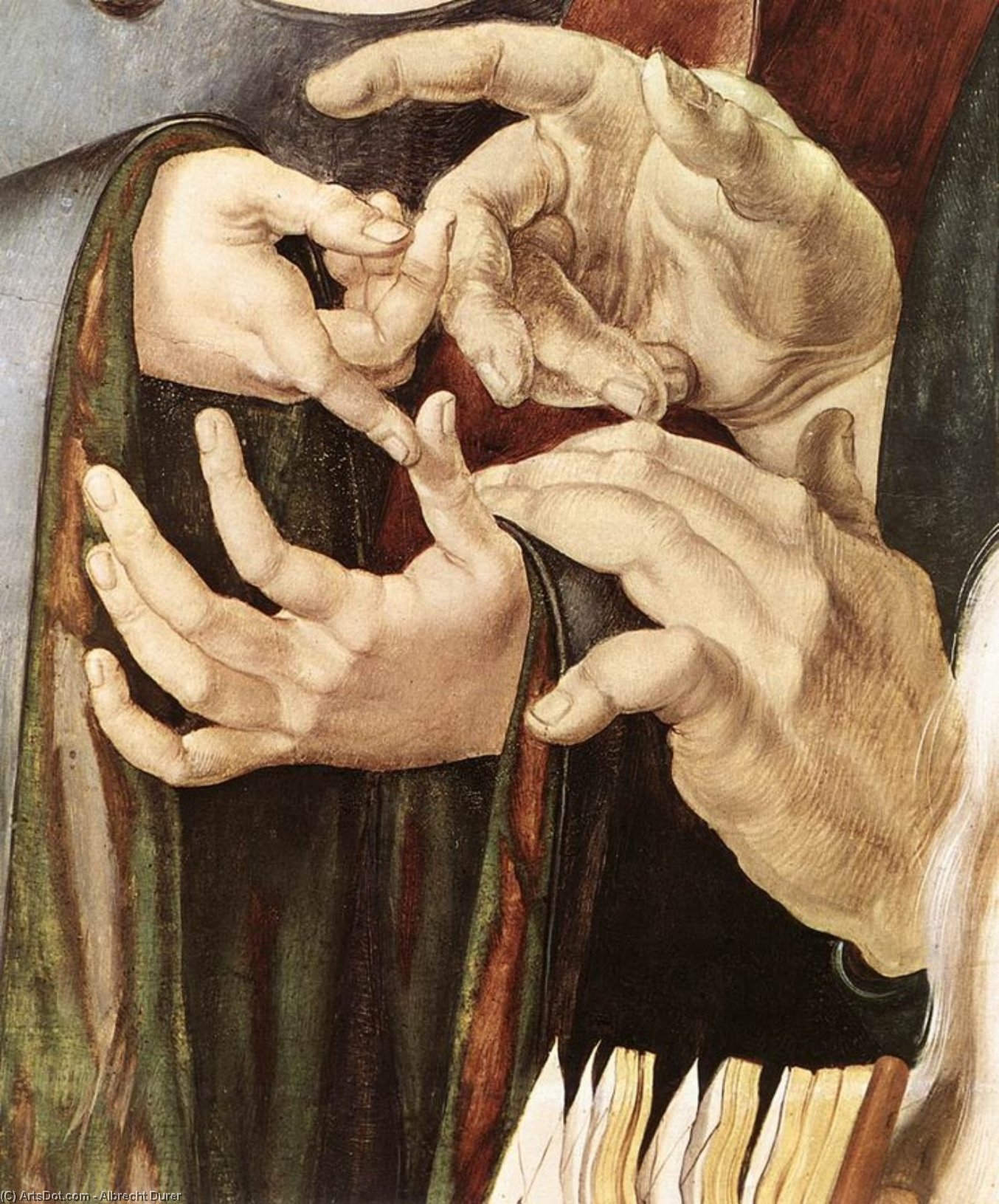 Wikioo.org – La Enciclopedia de las Bellas Artes - Pintura, Obras de arte de Albrecht Durer - Cristo entre los doctores Detalle