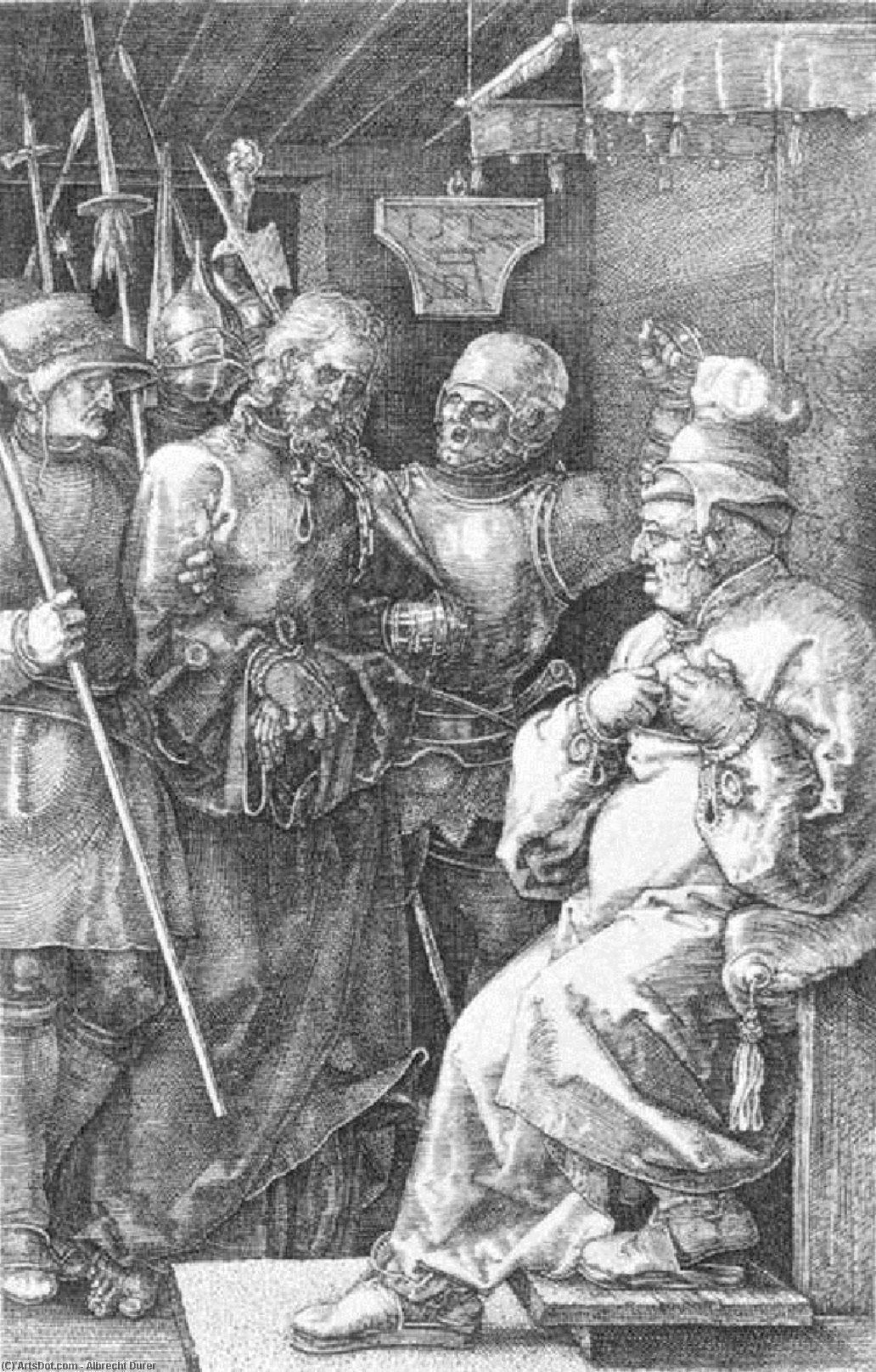 WikiOO.org - Encyclopedia of Fine Arts - Lukisan, Artwork Albrecht Durer - Christ before Caiaphas (No. 4)