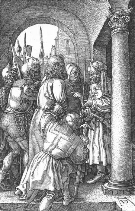 WikiOO.org - Encyclopedia of Fine Arts - Målning, konstverk Albrecht Durer - Christ before Pilate (No. 5)
