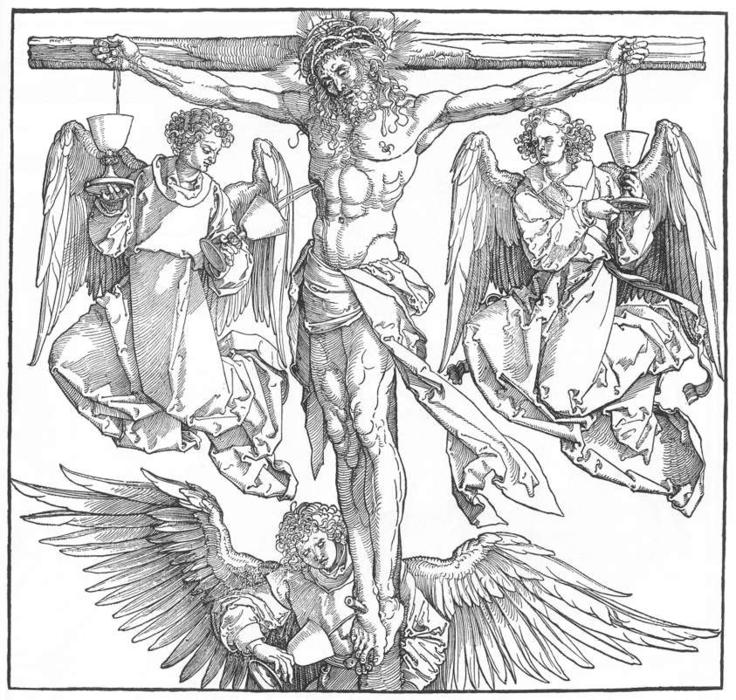 WikiOO.org - Encyclopedia of Fine Arts - Lukisan, Artwork Albrecht Durer - Christ on the Cross with Three Angels(detail)