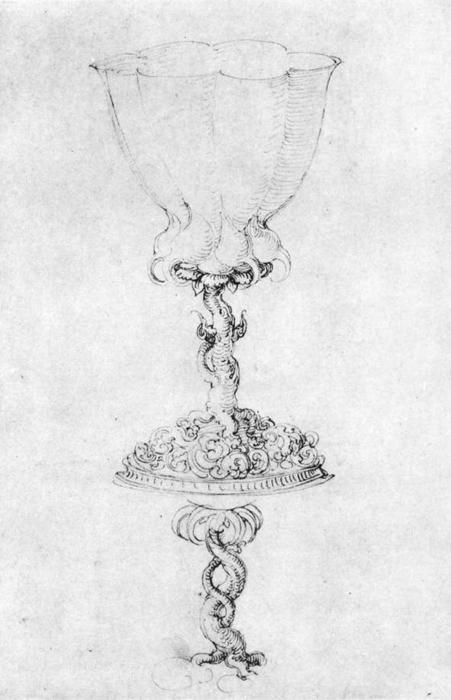 WikiOO.org - Enciclopédia das Belas Artes - Pintura, Arte por Albrecht Durer - Design of a Goblet with a Variant of the Base