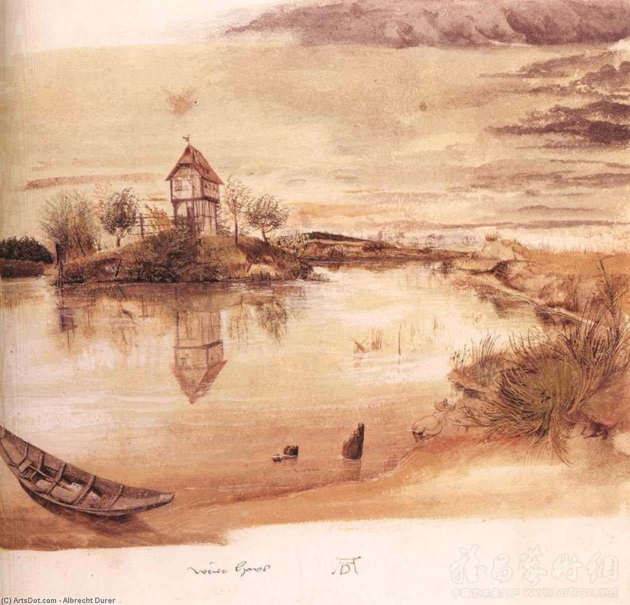 WikiOO.org - Enciklopedija dailės - Tapyba, meno kuriniai Albrecht Durer - House by a Pond