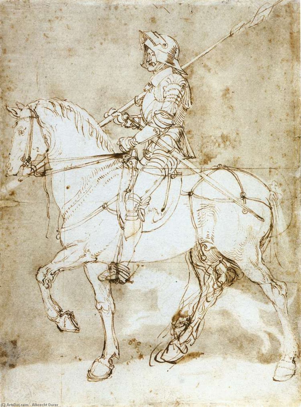 Wikioo.org - สารานุกรมวิจิตรศิลป์ - จิตรกรรม Albrecht Durer - Knight on Horseback