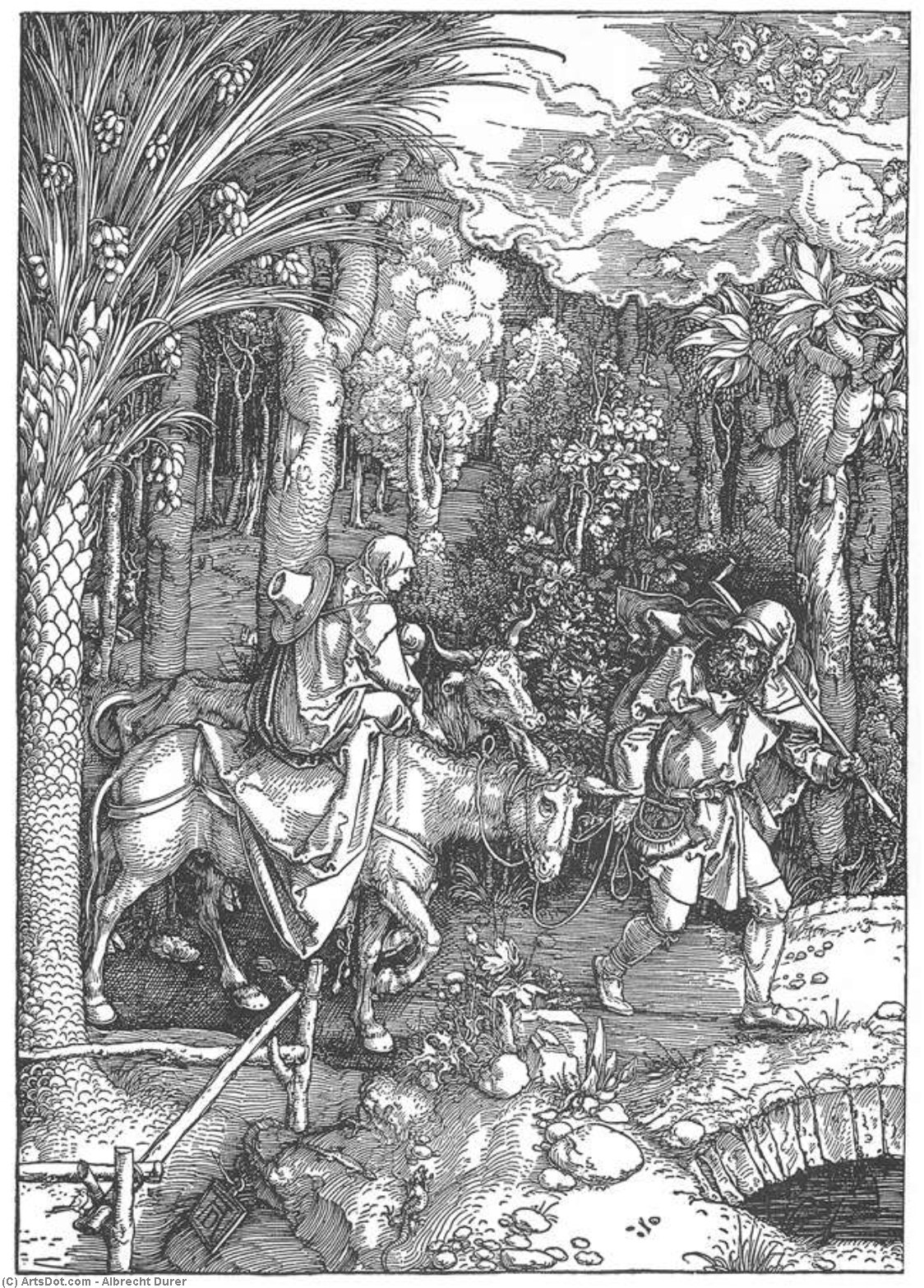 Wikioo.org - The Encyclopedia of Fine Arts - Painting, Artwork by Albrecht Durer - Life of the Virgin: 13. The Flight into Egypt