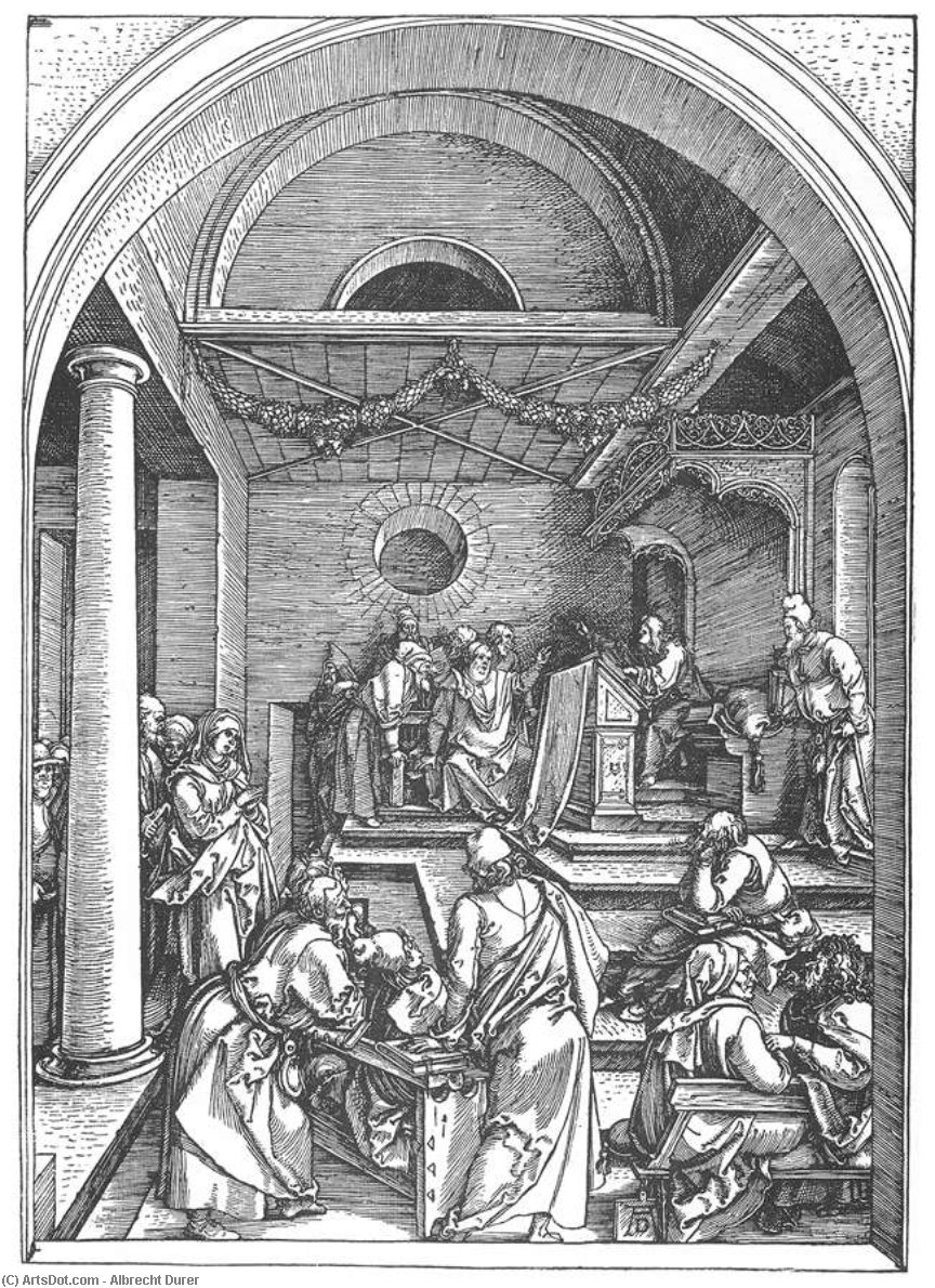 Wikioo.org - The Encyclopedia of Fine Arts - Painting, Artwork by Albrecht Durer - Life of the Virgin: 15. Christ among the Doctors in the Temple