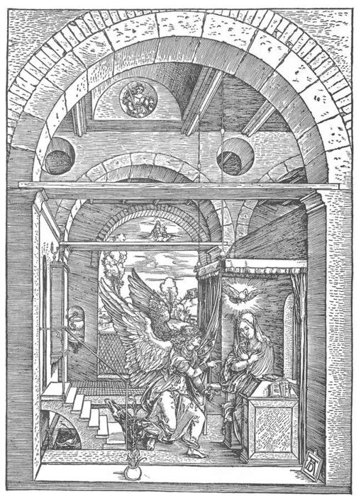 Wikioo.org – L'Encyclopédie des Beaux Arts - Peinture, Oeuvre de Albrecht Durer - Vie de la Vierge 7 à l Annonciation