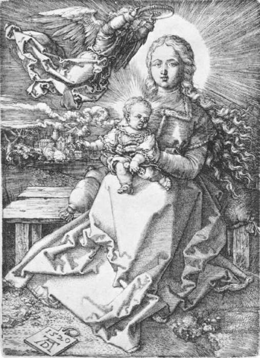 WikiOO.org - Enciklopedija likovnih umjetnosti - Slikarstvo, umjetnička djela Albrecht Durer - Madonna Crowned by an Angel