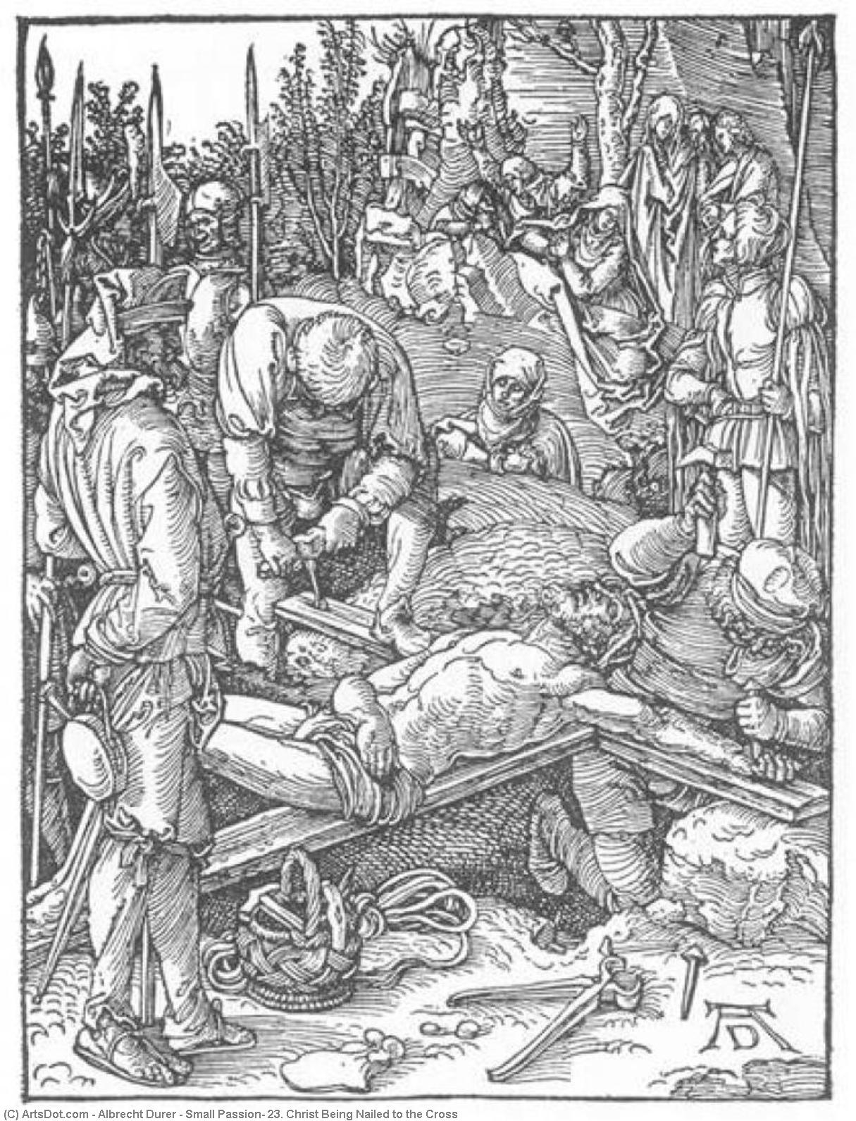 Wikioo.org - The Encyclopedia of Fine Arts - Painting, Artwork by Albrecht Durer - Small Passion: 23. Christ Being Nailed to the Cross