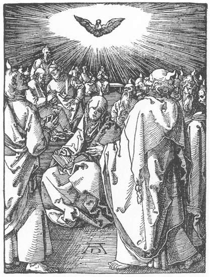 WikiOO.org - Encyclopedia of Fine Arts - Maalaus, taideteos Albrecht Durer - Small Passion: 35. The Descent of the Holy Spirit