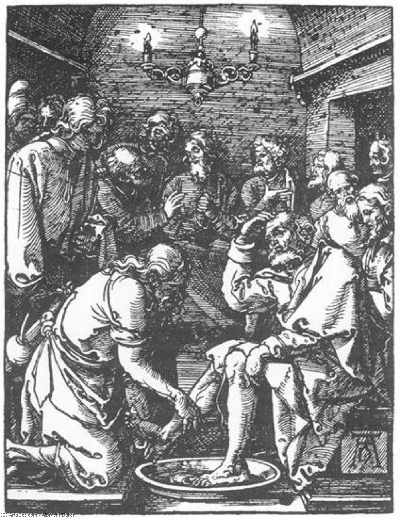 WikiOO.org - Енциклопедия за изящни изкуства - Живопис, Произведения на изкуството Albrecht Durer - Small Passion: 9. Christ Washing Peter's Feet