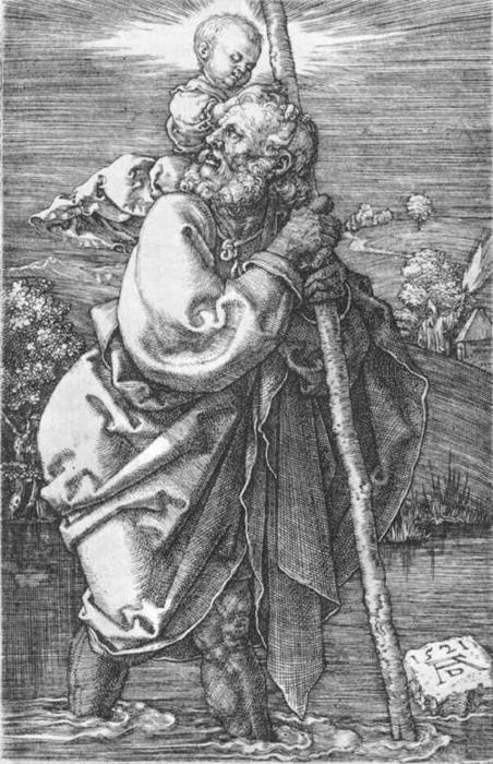 Wikioo.org - The Encyclopedia of Fine Arts - Painting, Artwork by Albrecht Durer - St Christopher Facing to the Left