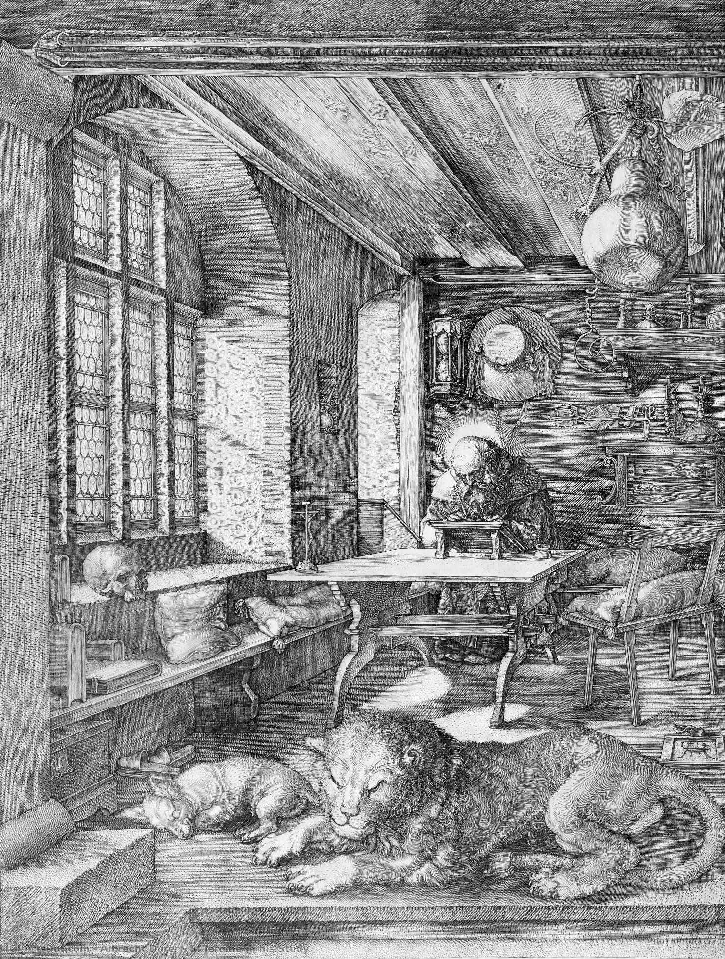 Wikioo.org – L'Enciclopedia delle Belle Arti - Pittura, Opere di Albrecht Durer - san girolamo nella sua studio