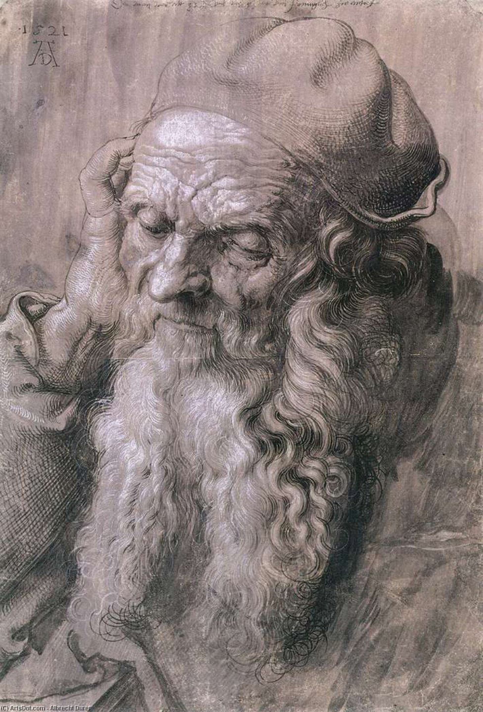 Wikoo.org - موسوعة الفنون الجميلة - اللوحة، العمل الفني Albrecht Durer - Study of a Man Aged 93