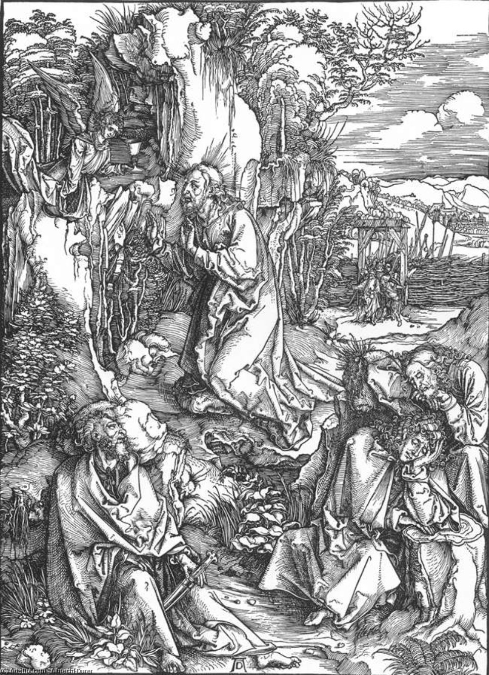 WikiOO.org - Енциклопедия за изящни изкуства - Живопис, Произведения на изкуството Albrecht Durer - The Large Passion: 2. Christ on the Mount of Olives