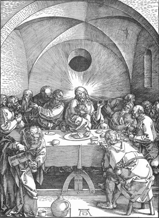 WikiOO.org - Encyclopedia of Fine Arts - Maalaus, taideteos Albrecht Durer - The Large Passion: 9. Last Supper