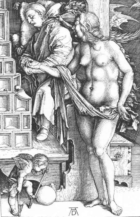 WikiOO.org - Encyclopedia of Fine Arts - Lukisan, Artwork Albrecht Durer - The Temptation of the Idler or The Dream of the Doctor