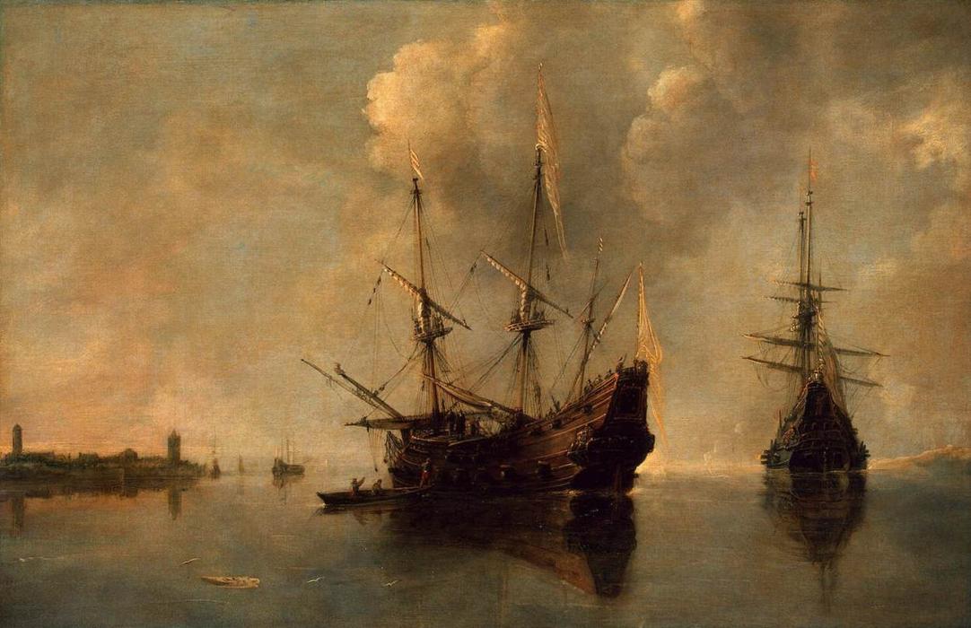 Wikioo.org – La Enciclopedia de las Bellas Artes - Pintura, Obras de arte de Andries Van Eertvelt - Dos buques anclados