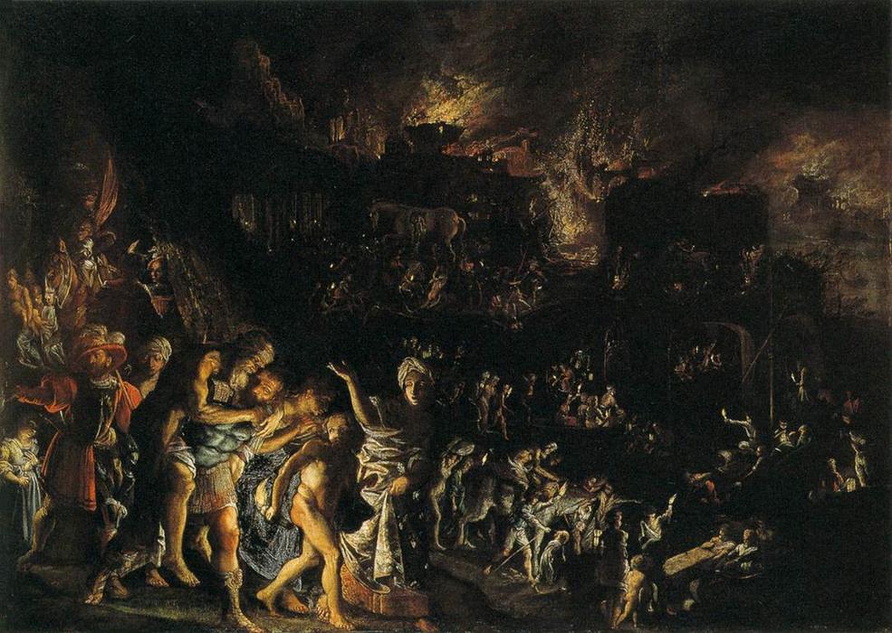Wikioo.org - สารานุกรมวิจิตรศิลป์ - จิตรกรรม Adam Elsheimer - The Burning of Troy