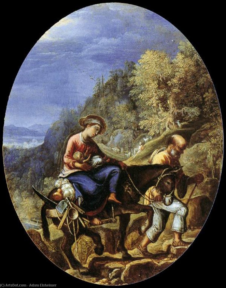 Wikioo.org - The Encyclopedia of Fine Arts - Painting, Artwork by Adam Elsheimer - The Flight into Egypt