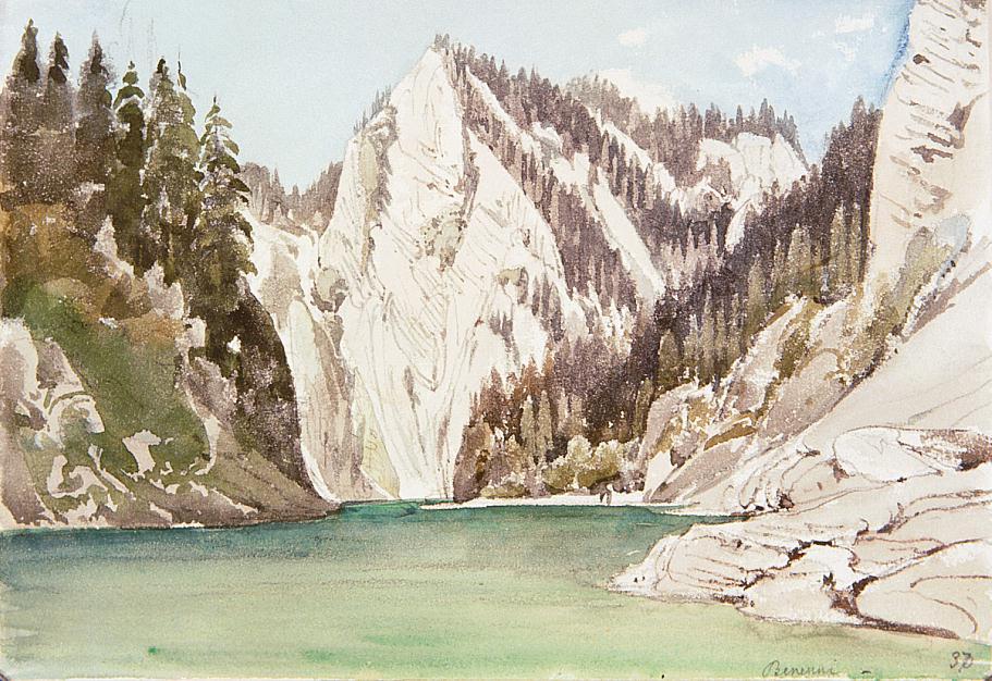 Wikioo.org - The Encyclopedia of Fine Arts - Painting, Artwork by Thomas Ender - The Pieniny Mountains with the Dunajec River