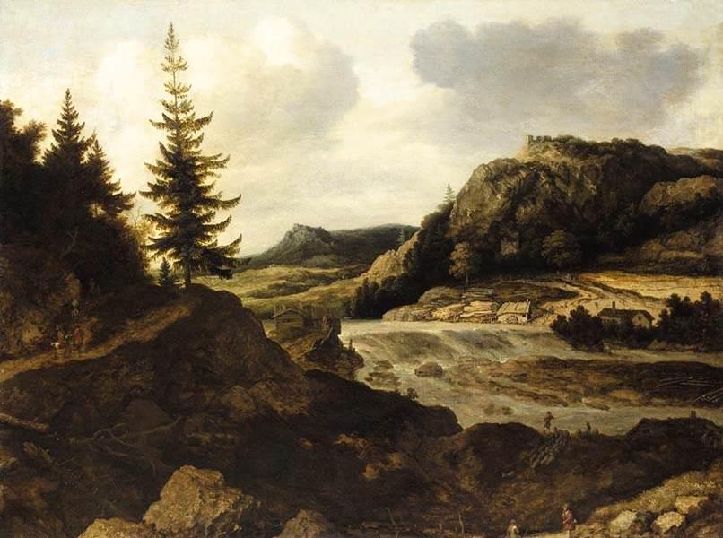 Wikioo.org - The Encyclopedia of Fine Arts - Painting, Artwork by Allart Van Everdingen - Mountainous River Landscape