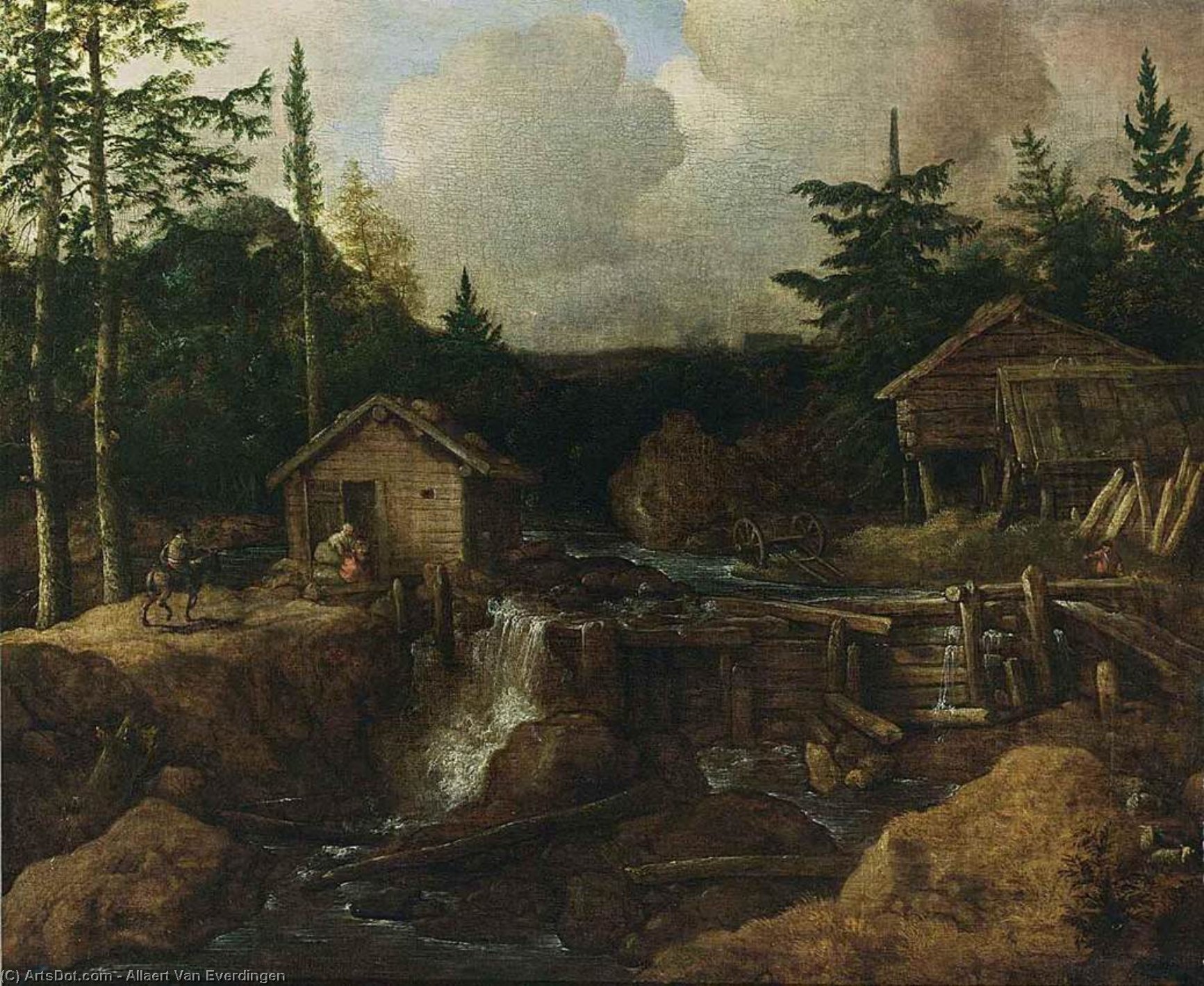 Wikioo.org - The Encyclopedia of Fine Arts - Painting, Artwork by Allart Van Everdingen - Scandinavian Wooded Landscape