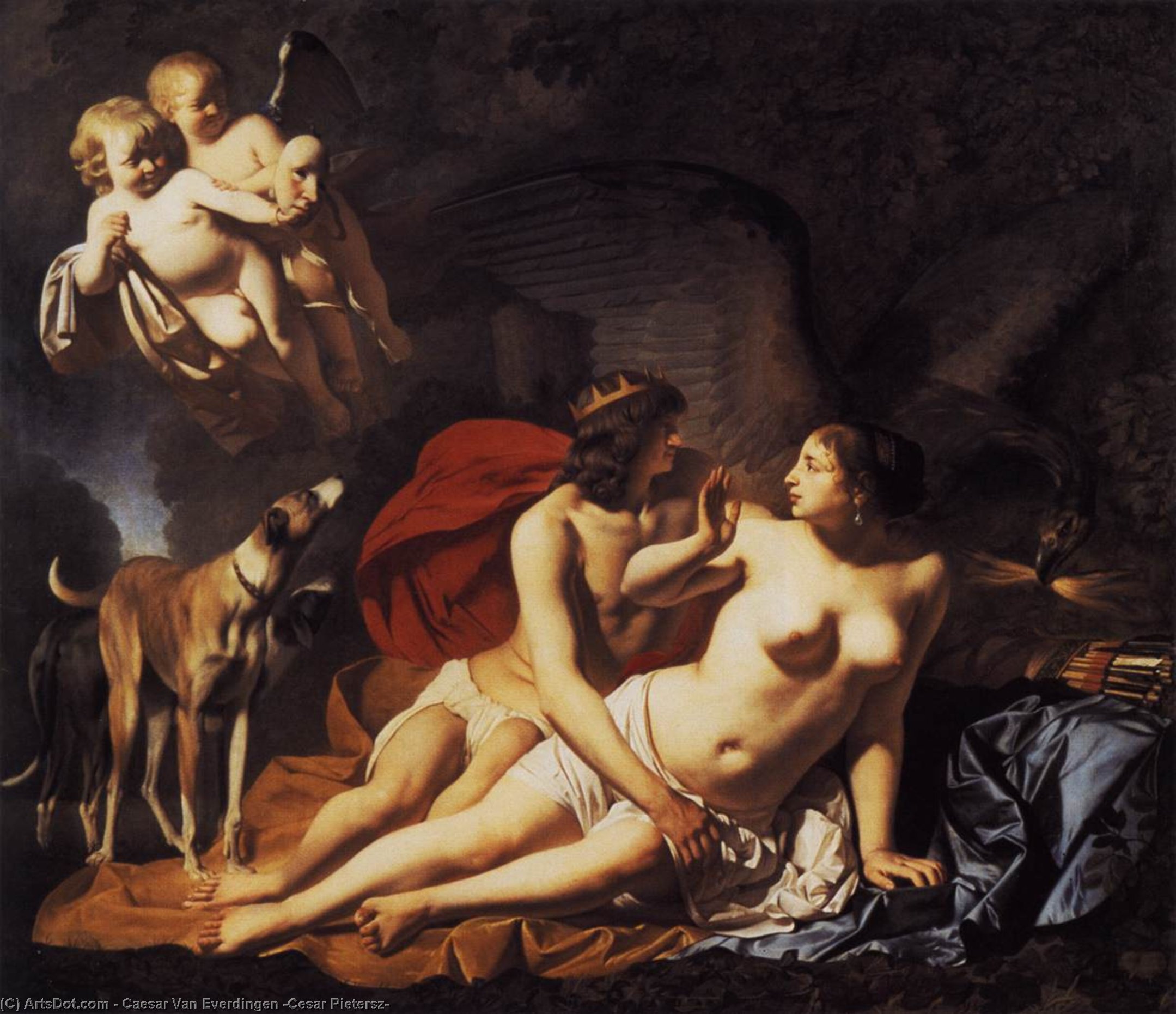 Wikioo.org - The Encyclopedia of Fine Arts - Painting, Artwork by Caesar Van Everdingen (Cesar Pietersz) - Jupiter and Callisto