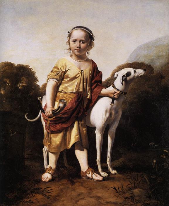 WikiOO.org - אנציקלופדיה לאמנויות יפות - ציור, יצירות אמנות Caesar Van Everdingen (Cesar Pietersz) - Portrait of a Girl as a Huntress