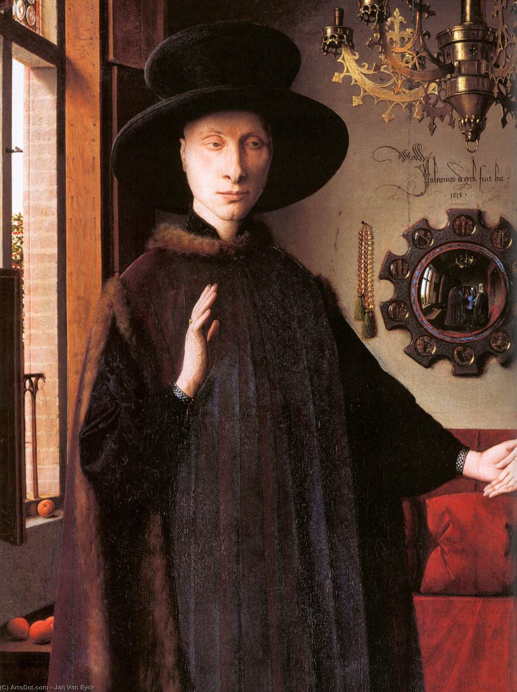 Wikioo.org - The Encyclopedia of Fine Arts - Painting, Artwork by Jan Van Eyck - Portrait of Giovanni Arnolfini and his Wife (detail)