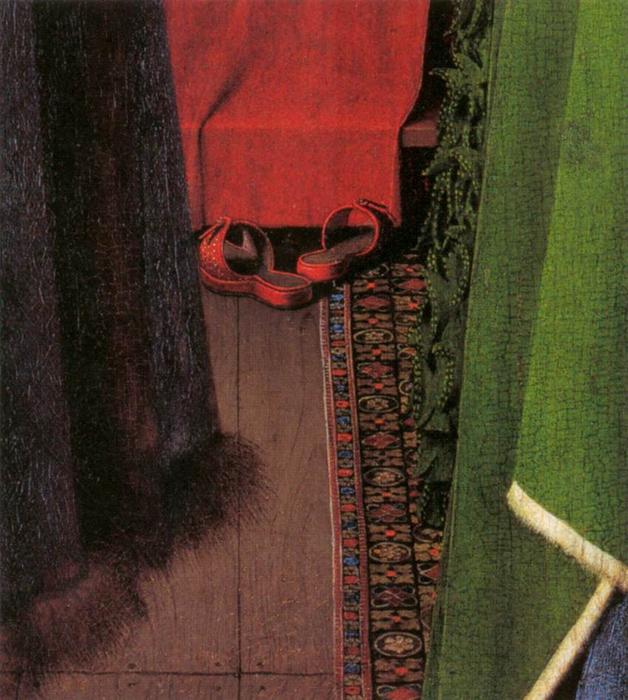 Wikioo.org - The Encyclopedia of Fine Arts - Painting, Artwork by Jan Van Eyck - Portrait of Giovanni Arnolfini and his Wife (detail) (10)