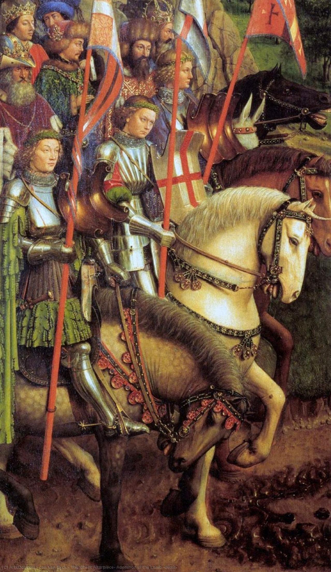 Wikioo.org – L'Enciclopedia delle Belle Arti - Pittura, Opere di Jan Van Eyck - Il Polittico di Gand adorazione  di  dopodomani  agnello  particolare