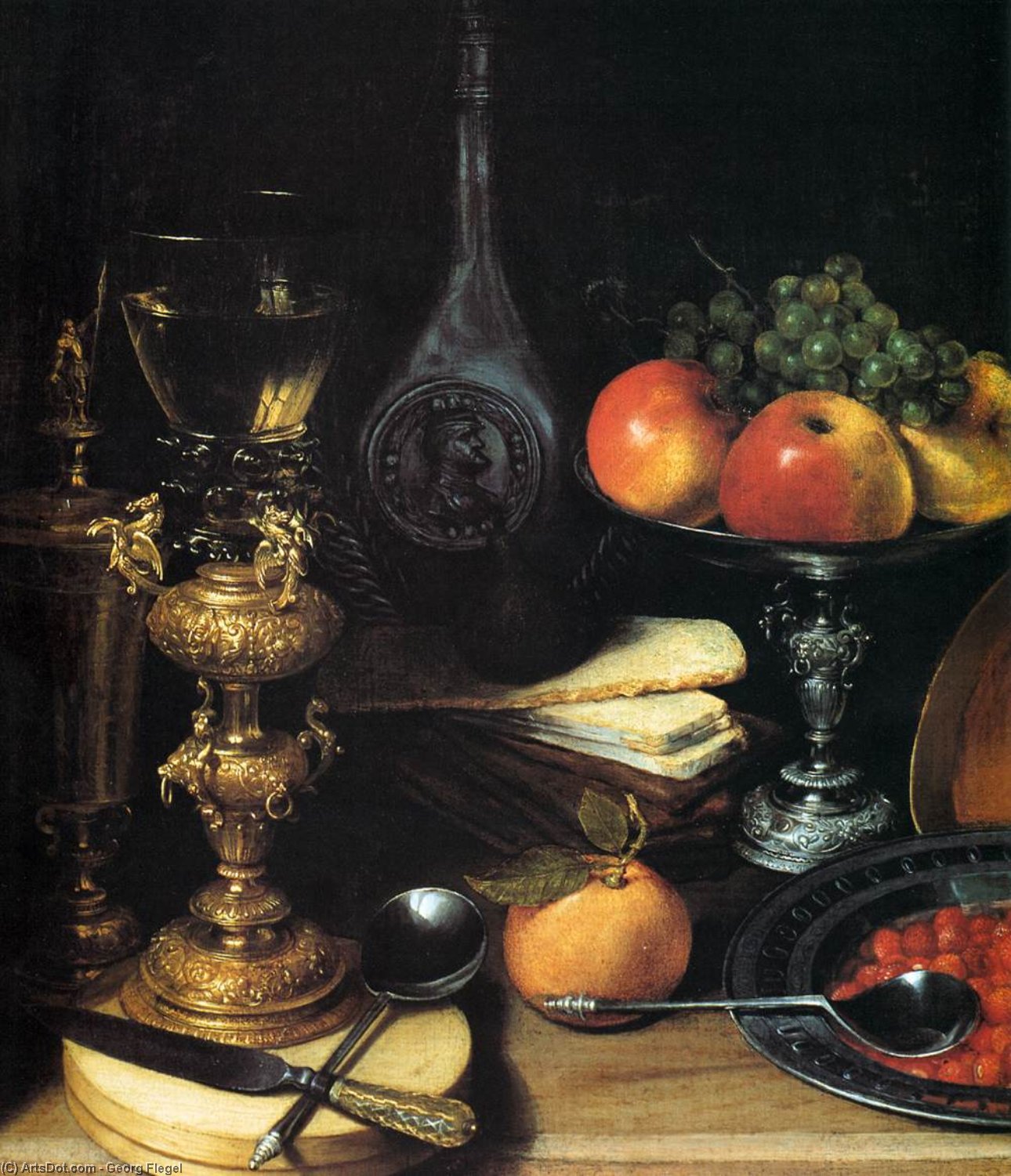 Wikioo.org – L'Encyclopédie des Beaux Arts - Peinture, Oeuvre de Georg Flegel - armoire détail