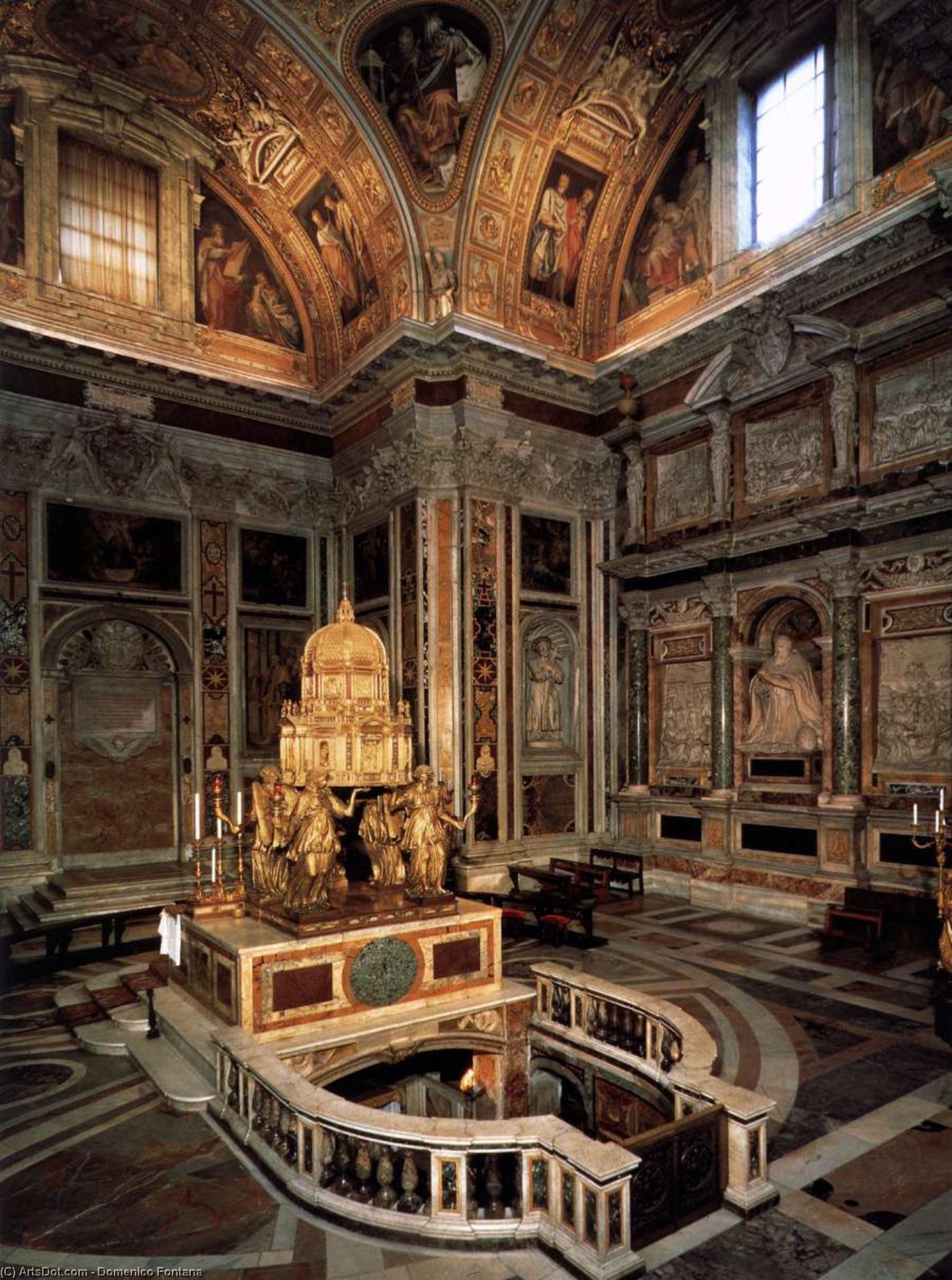 WikiOO.org - Εγκυκλοπαίδεια Καλών Τεχνών - Ζωγραφική, έργα τέχνης Domenico Fontana - View of the Sistine Chapel