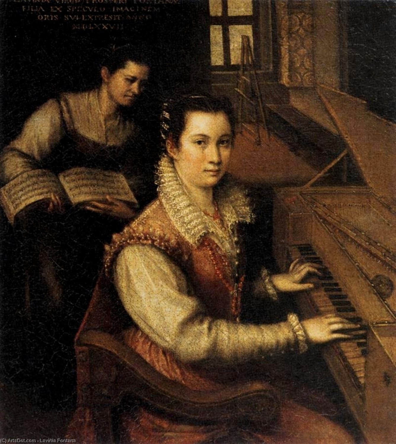Wikioo.org - The Encyclopedia of Fine Arts - Painting, Artwork by Lavinia Fontana - Self-Portrait at the Spinet