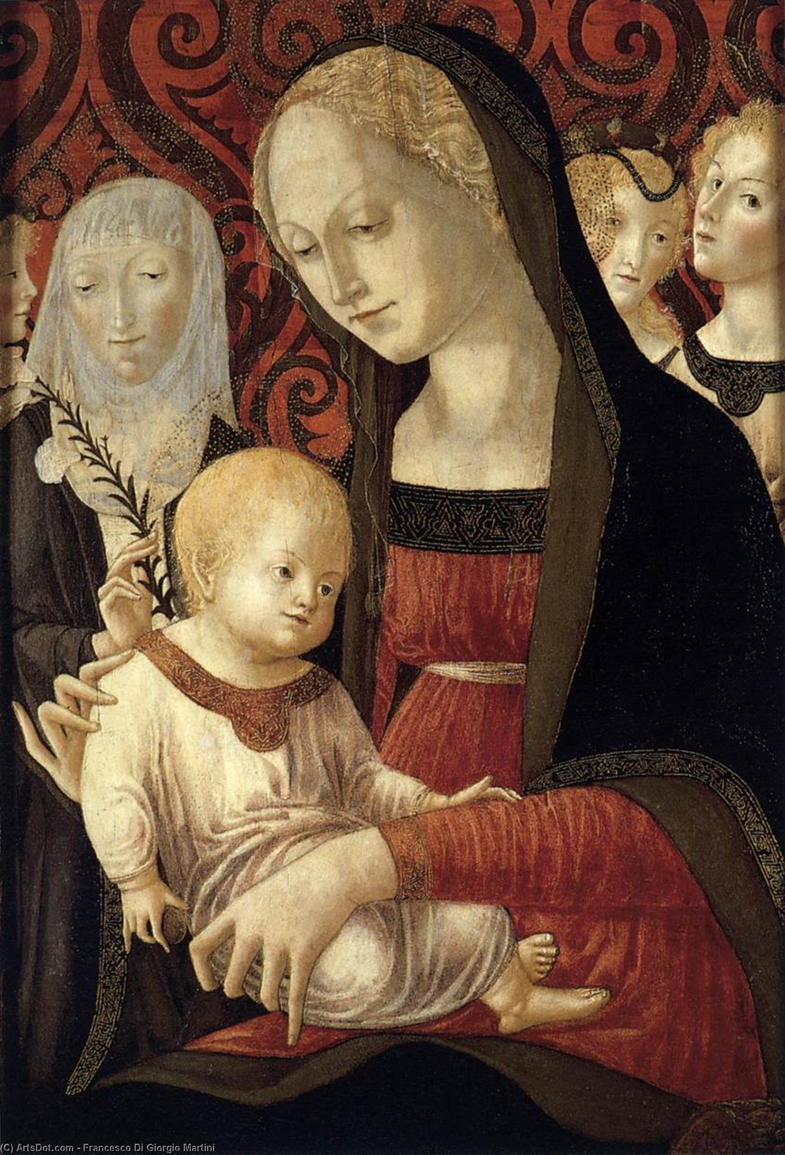 WikiOO.org - אנציקלופדיה לאמנויות יפות - ציור, יצירות אמנות Francesco Di Giorgio Martini - Virgin and Child with St Catherine and Angels