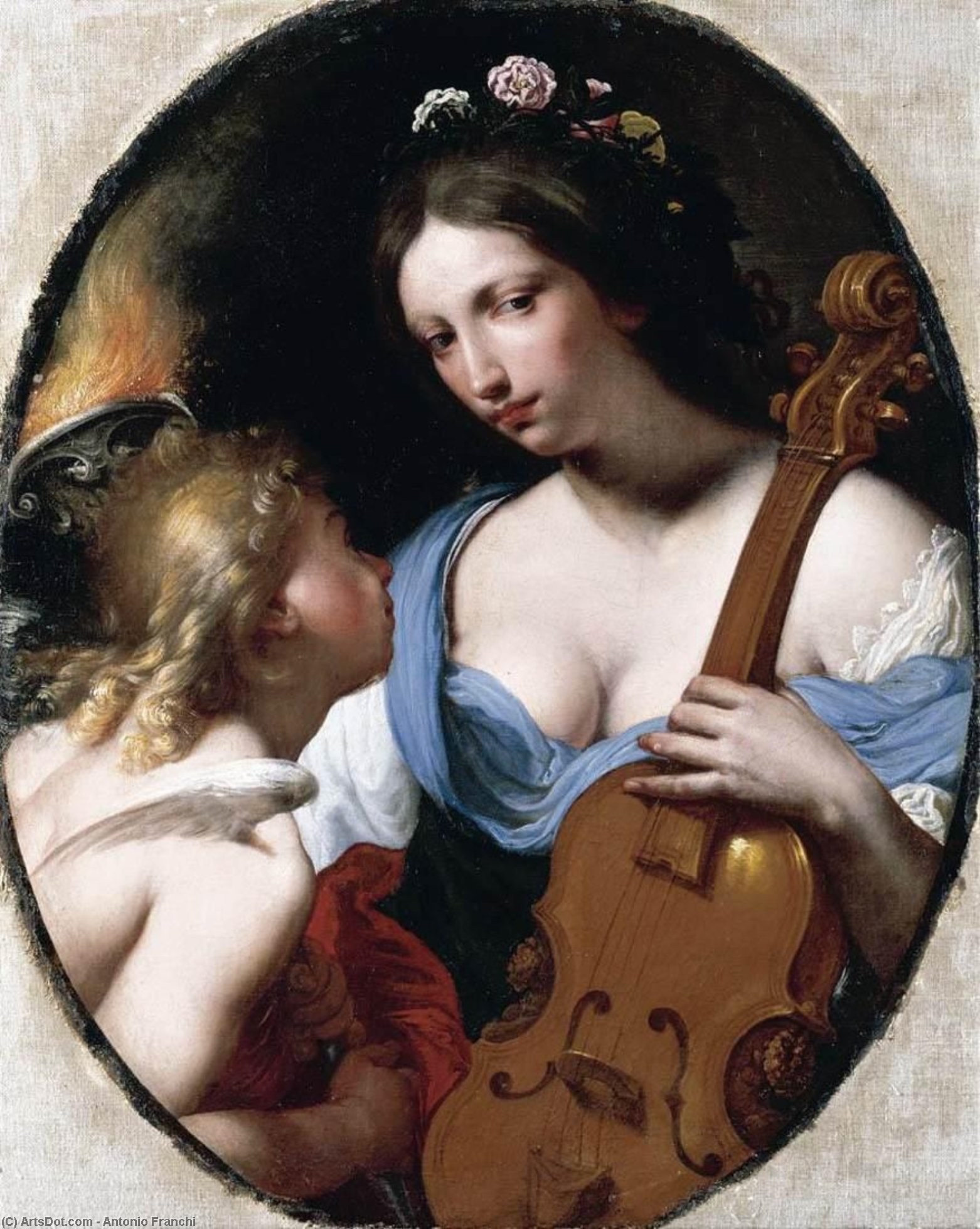 Wikioo.org - The Encyclopedia of Fine Arts - Painting, Artwork by Antonio Franchi - Personification of Music (St Cecilia)