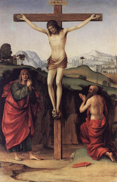 WikiOO.org - 百科事典 - 絵画、アートワーク Francesco Francia (Francesco Raibolini) - Crucifixion と一緒に Sts ジョン と Jerome