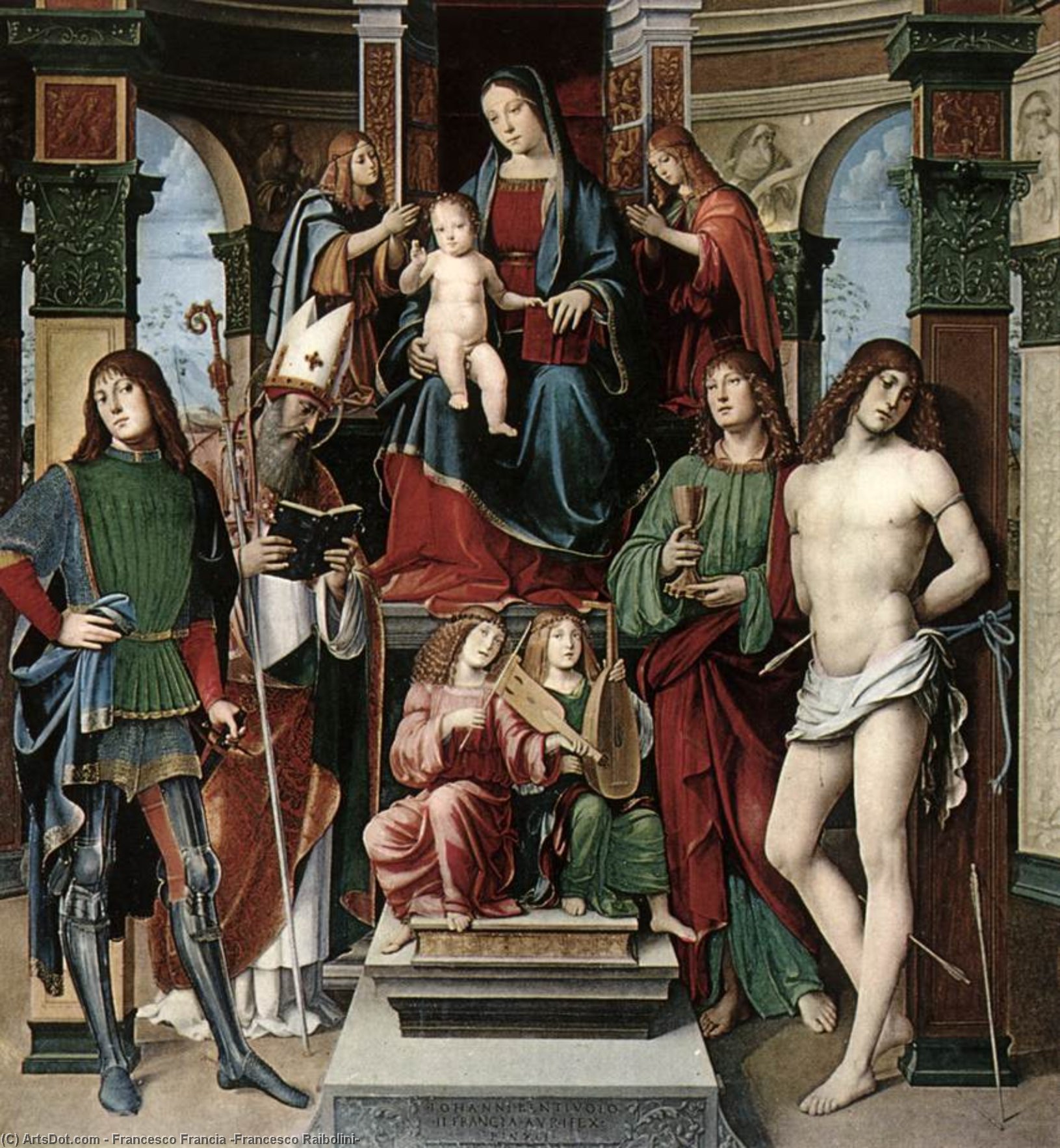 WikiOO.org - Енциклопедия за изящни изкуства - Живопис, Произведения на изкуството Francesco Francia (Francesco Raibolini) - Madonna and Saints