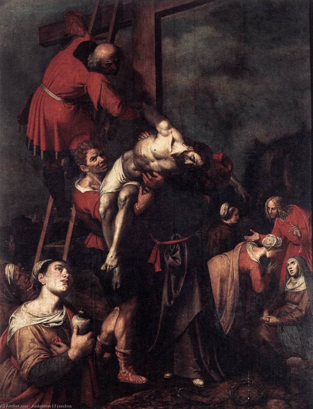 Wikioo.org - The Encyclopedia of Fine Arts - Painting, Artwork by Ambrosius I Francken - Descent from the Cross