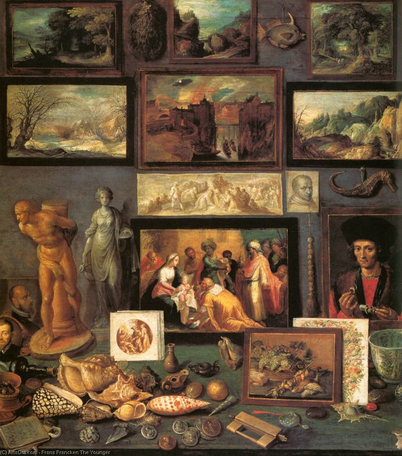 Wikioo.org - The Encyclopedia of Fine Arts - Painting, Artwork by Frans Francken The Younger - Art Room (detail)