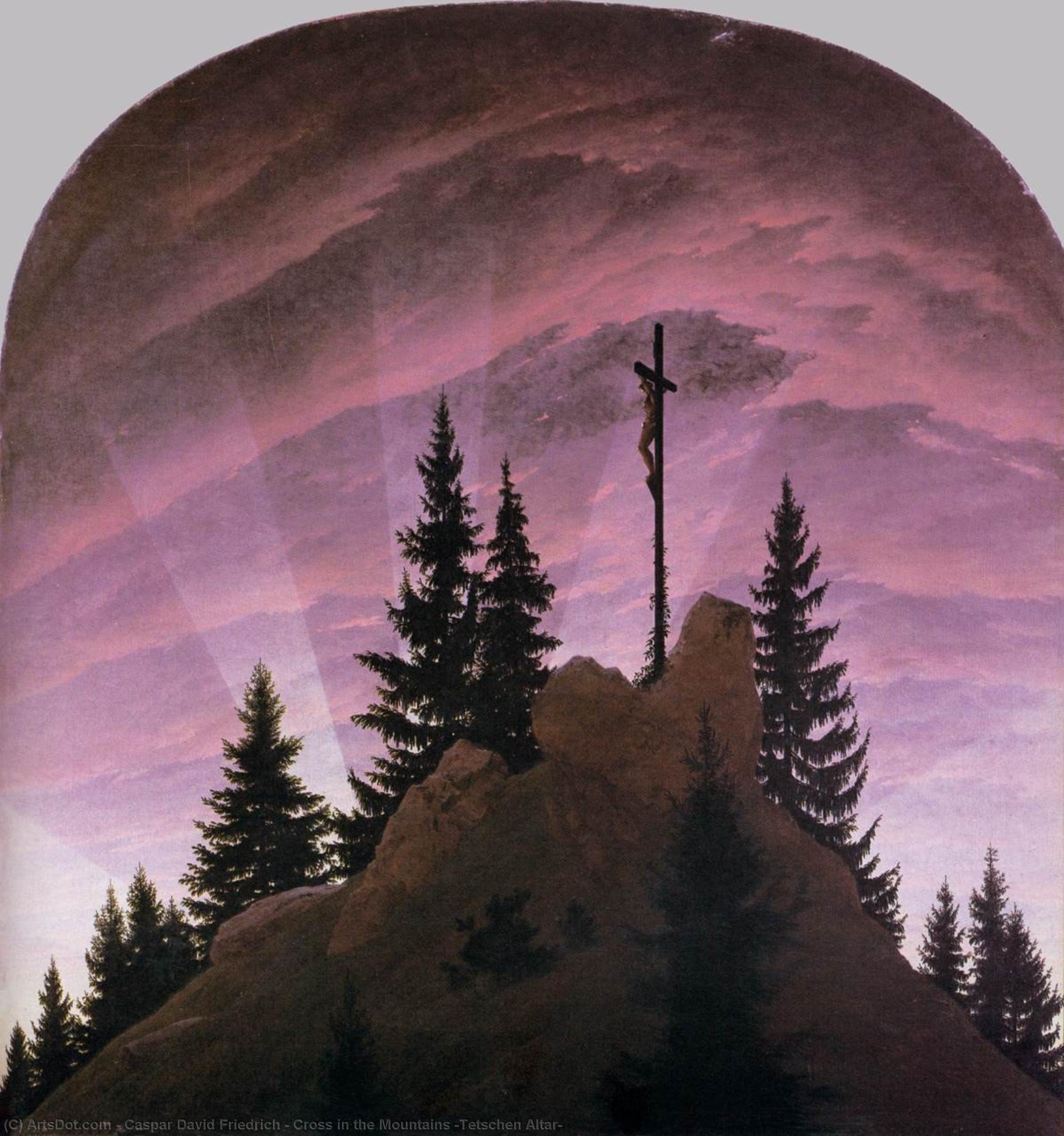 WikiOO.org - 百科事典 - 絵画、アートワーク Caspar David Friedrich - 山の中のクロス（Tetschen祭壇）